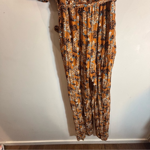 BAND OF GYPSIES Sz M Floral Wrap Bodice Jumpsuit 100% Viscose Flare Sleeve - Picture 7 of 9